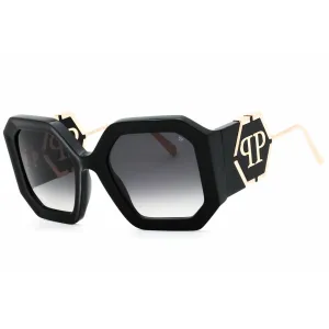 Philipp Plein Women's Sunglasses - Shiny Black Plastic Oversized Frame | SPP067 0700