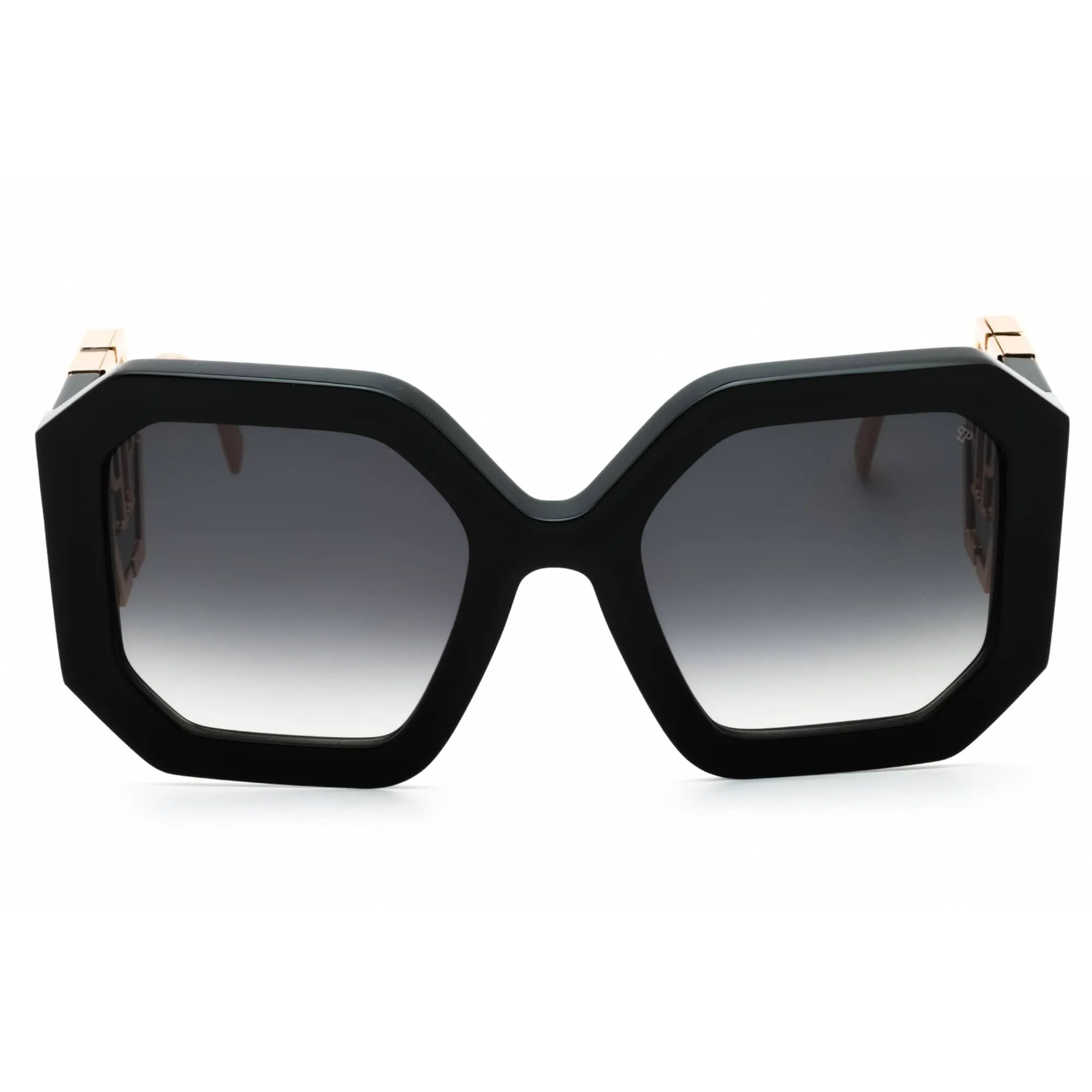Philipp Plein Women's Sunglasses - Shiny Black Plastic Oversized Frame | SPP067 0700