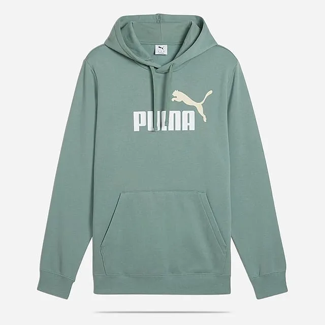 PUMA MEN'S ESSENTIALS LOGO FLEECE GREEN MOON HOODIE