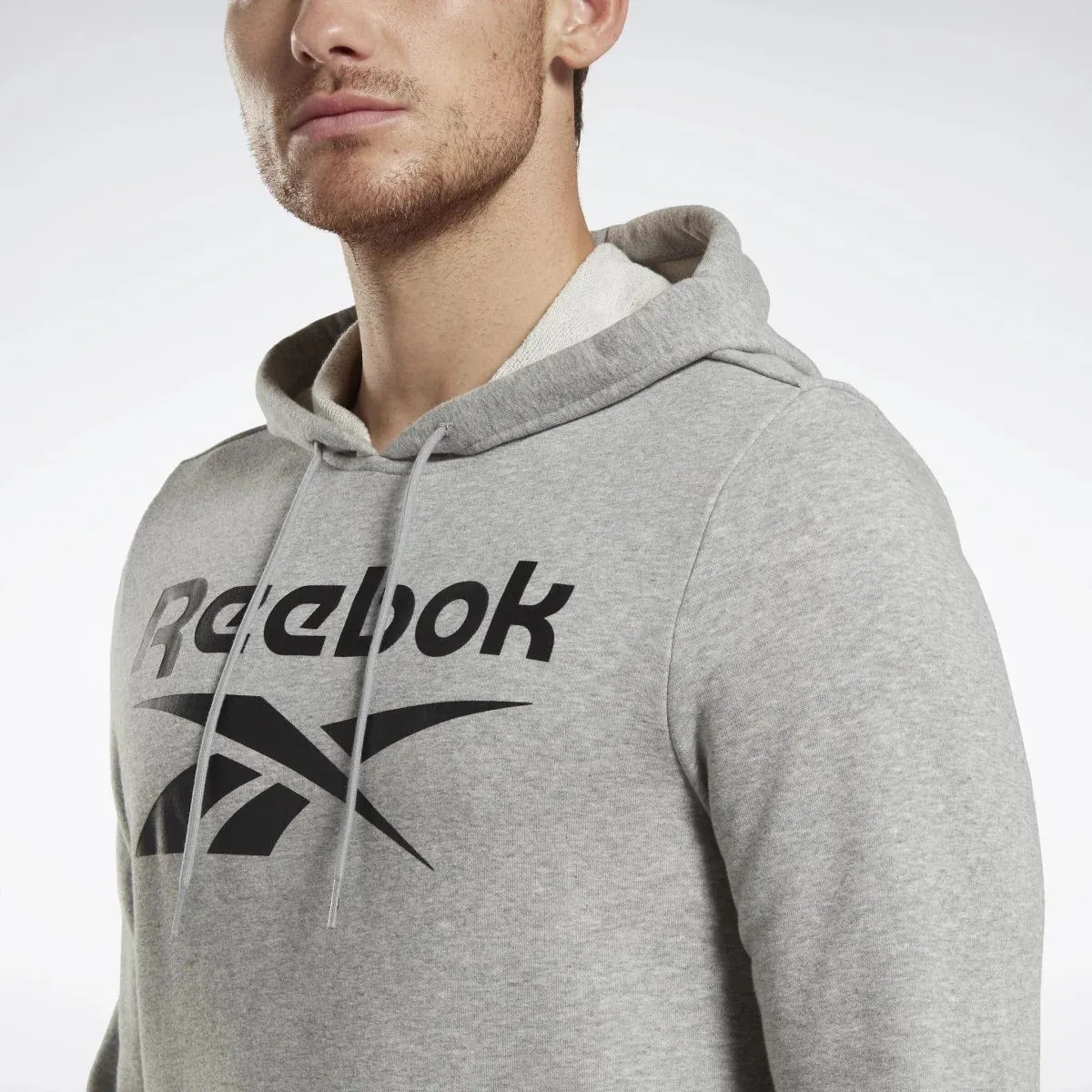 Reebok Identity French Terry Vector Pullover Hoodie Medium Grey Heather