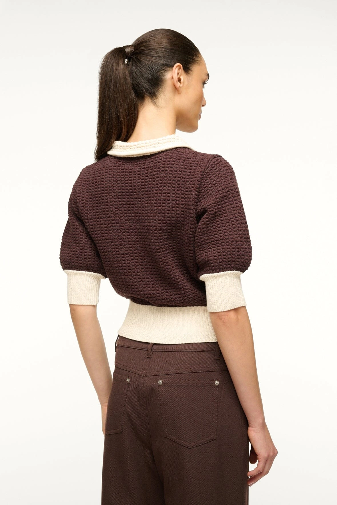 Staud - Dark Chocolate Altea Sweater Waffle Knit