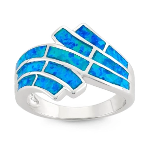 Sterling Silver Blue Inlay Opal Ring - W-9658