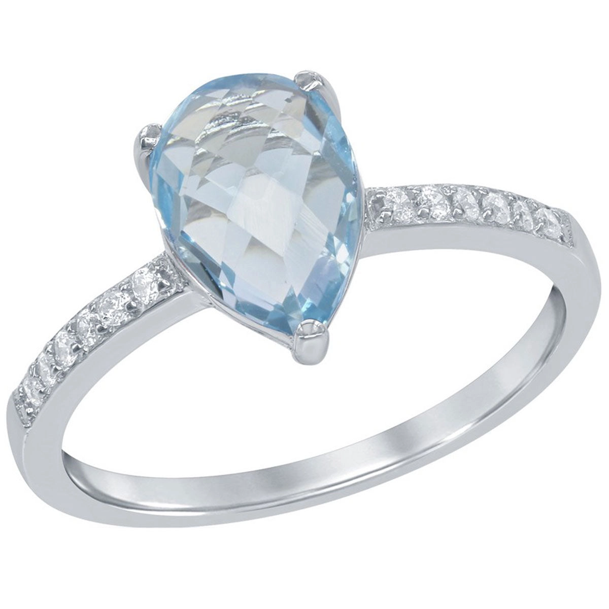 Sterling Silver Blue Topaz Teardrop Ring - W-1357