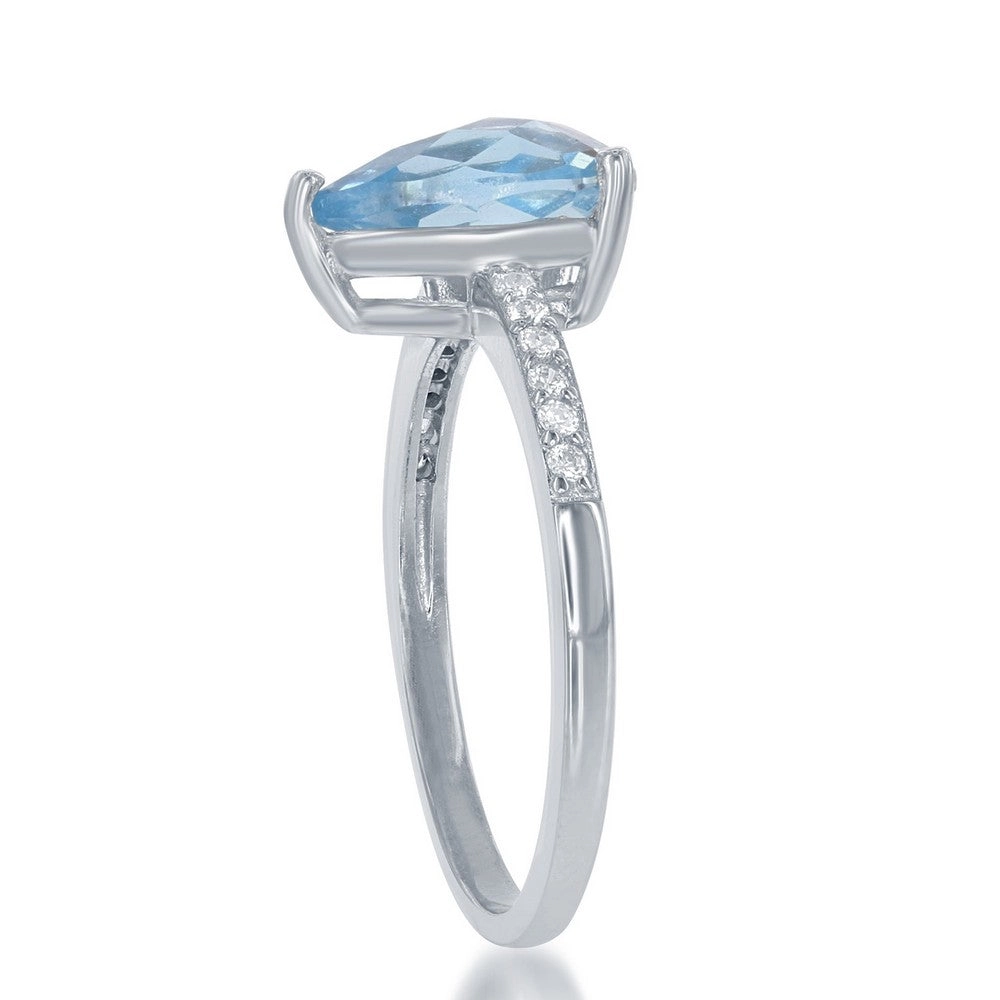 Sterling Silver Blue Topaz Teardrop Ring - W-1357