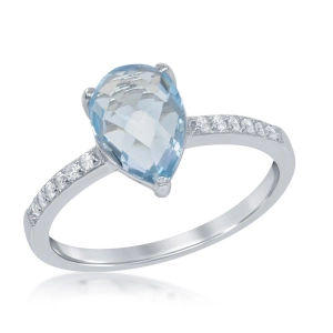 Sterling Silver Blue Topaz Teardrop Ring - W-1357