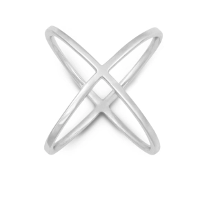 Sterling Silver Criss Cross X Style Ring - W-9993