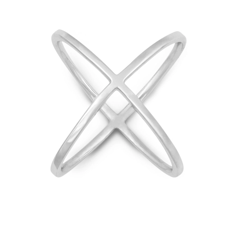 Sterling Silver Criss Cross X Style Ring - W-9993