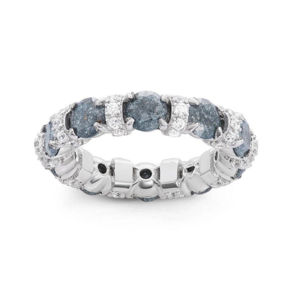 Sterling Silver CZ and Dark Gray Ice Eternity Ring - W-1487