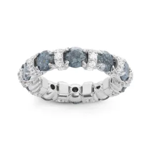 Sterling Silver CZ and Dark Gray Ice Eternity Ring - W-1487