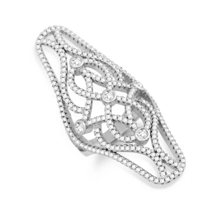 Sterling Silver Extra Long Fancy CZ Ring - W-1224