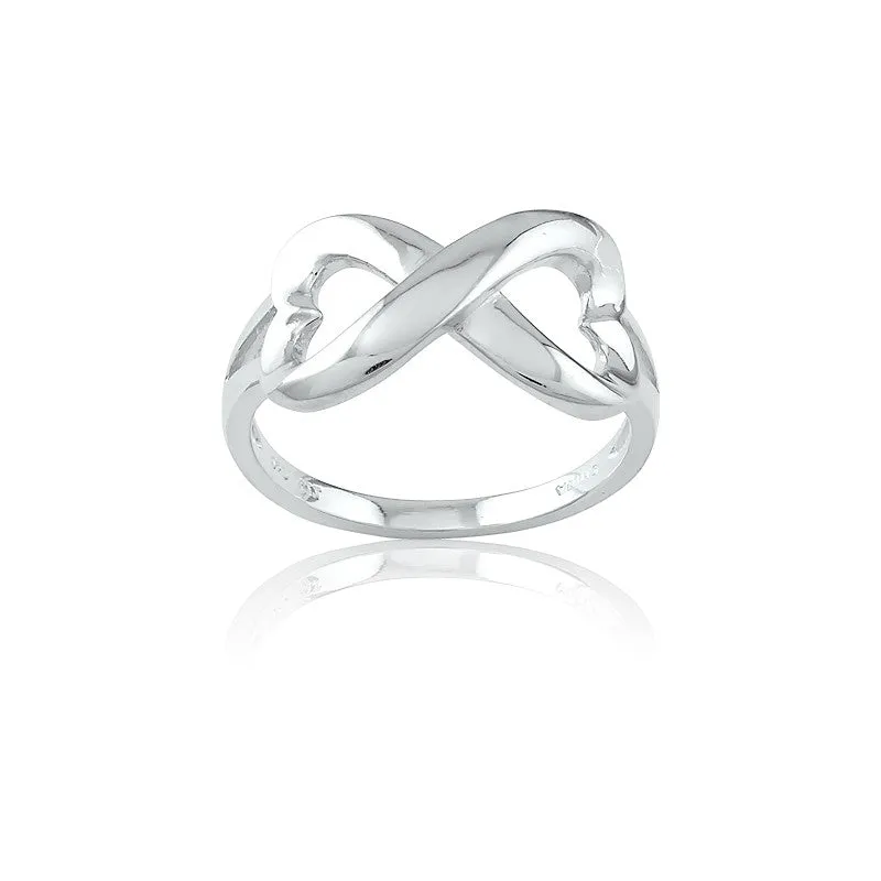 Sterling Silver Heart Infinity Ring - W-9703