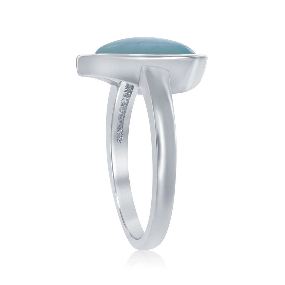 Sterling Silver Heart-Shaped Larimar Ring, Size 9
