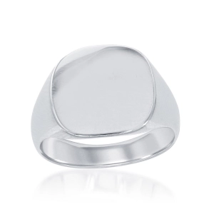Sterling Silver Large Shiny Square Ring - W-1650
