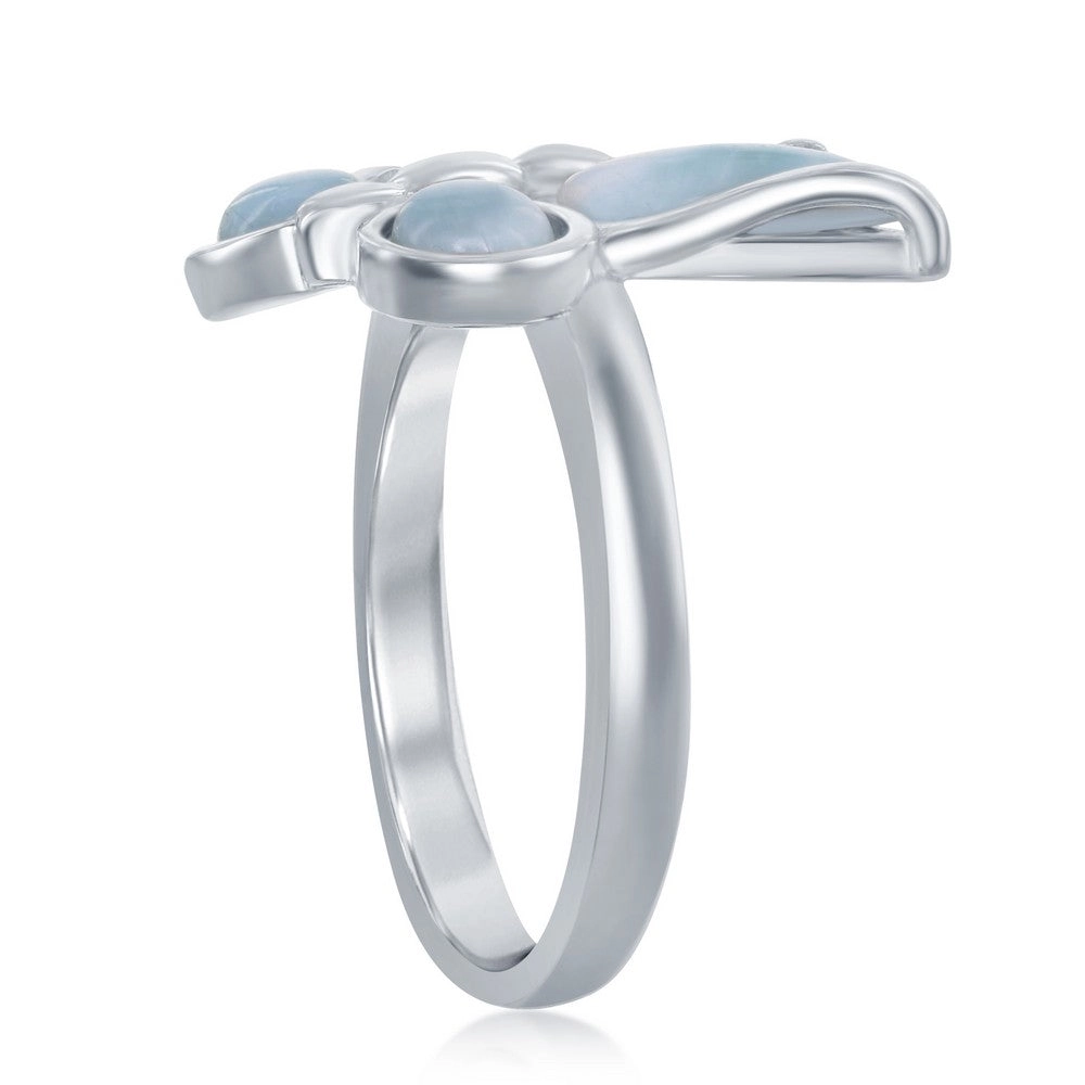 Sterling Silver Larimar Butterfly Ring, Size 9