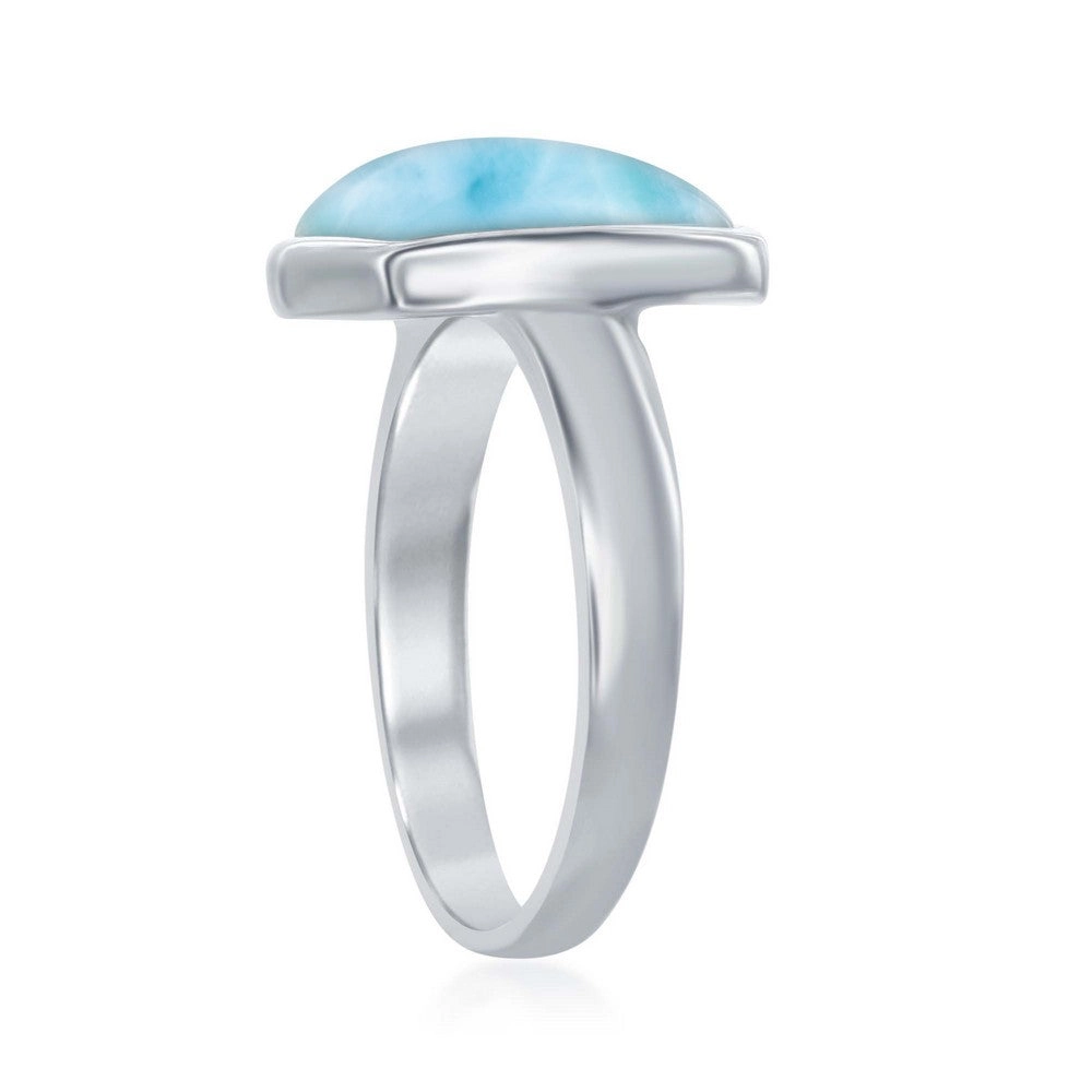 Sterling Silver Larimar Square Ring, Size 9