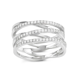 Sterling Silver Open Triple Row CZ Ring - W-1628