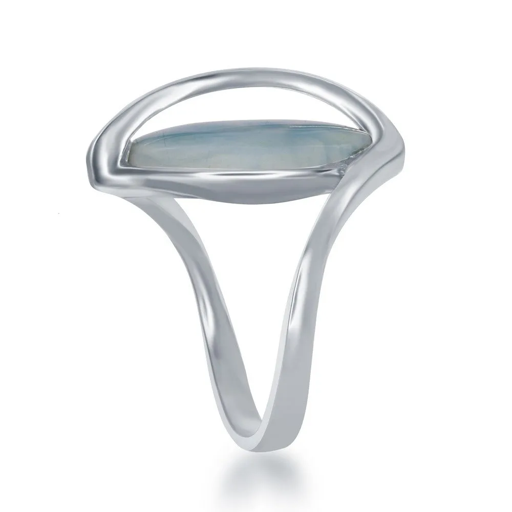 Sterling Silver Oval Larimar Twisted Ring, Size 9