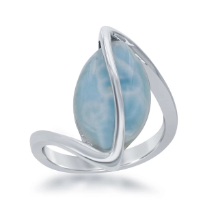 Sterling Silver Oval Larimar Twisted Ring, Size 9