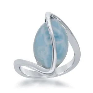 Sterling Silver Oval Larimar Twisted Ring, Size 9