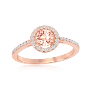 Sterling Silver Rose GP 5mm Morganite CZ Ring - W-1937