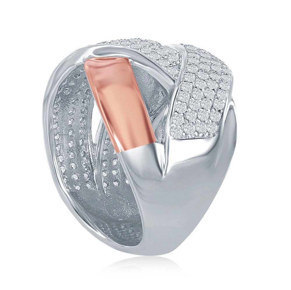 Sterling Silver Two-Tone Overlapping Ring - W-1866
