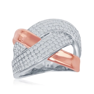 Sterling Silver Two-Tone Overlapping Ring - W-1866
