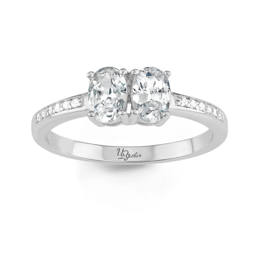 Sterling Silver Us2gether Oval Two-Stone CZ Ring - W-1660