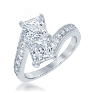 Sterling Silver Us2gether Two-Stone Overlapping CZ Ring - W-1675