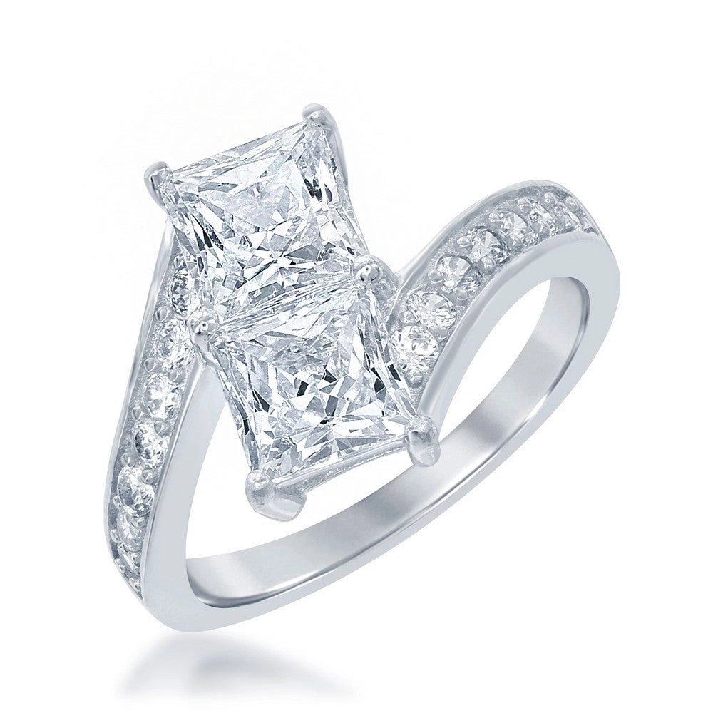 Sterling Silver Us2gether Two-Stone Overlapping CZ Ring - W-1675