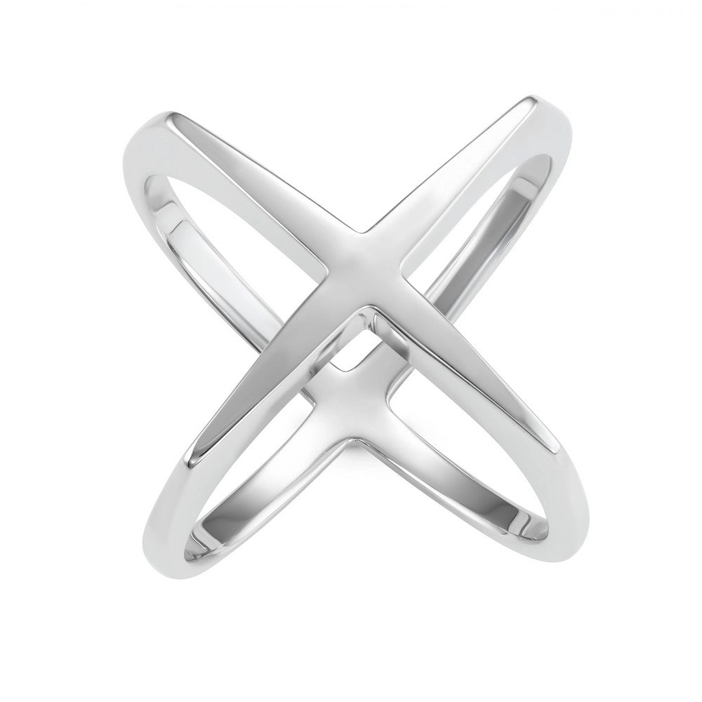 Sterling Silver Wide Boxy X Ring - W-1631