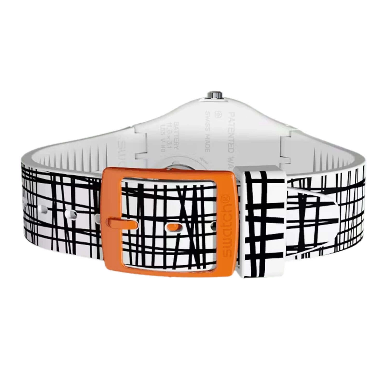 Swatch Women's Watch - Lace Me Quartz Black Irregular Line Printed Strap | GW183