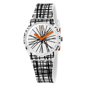 Swatch Women's Watch - Lace Me Quartz Black Irregular Line Printed Strap | GW183
