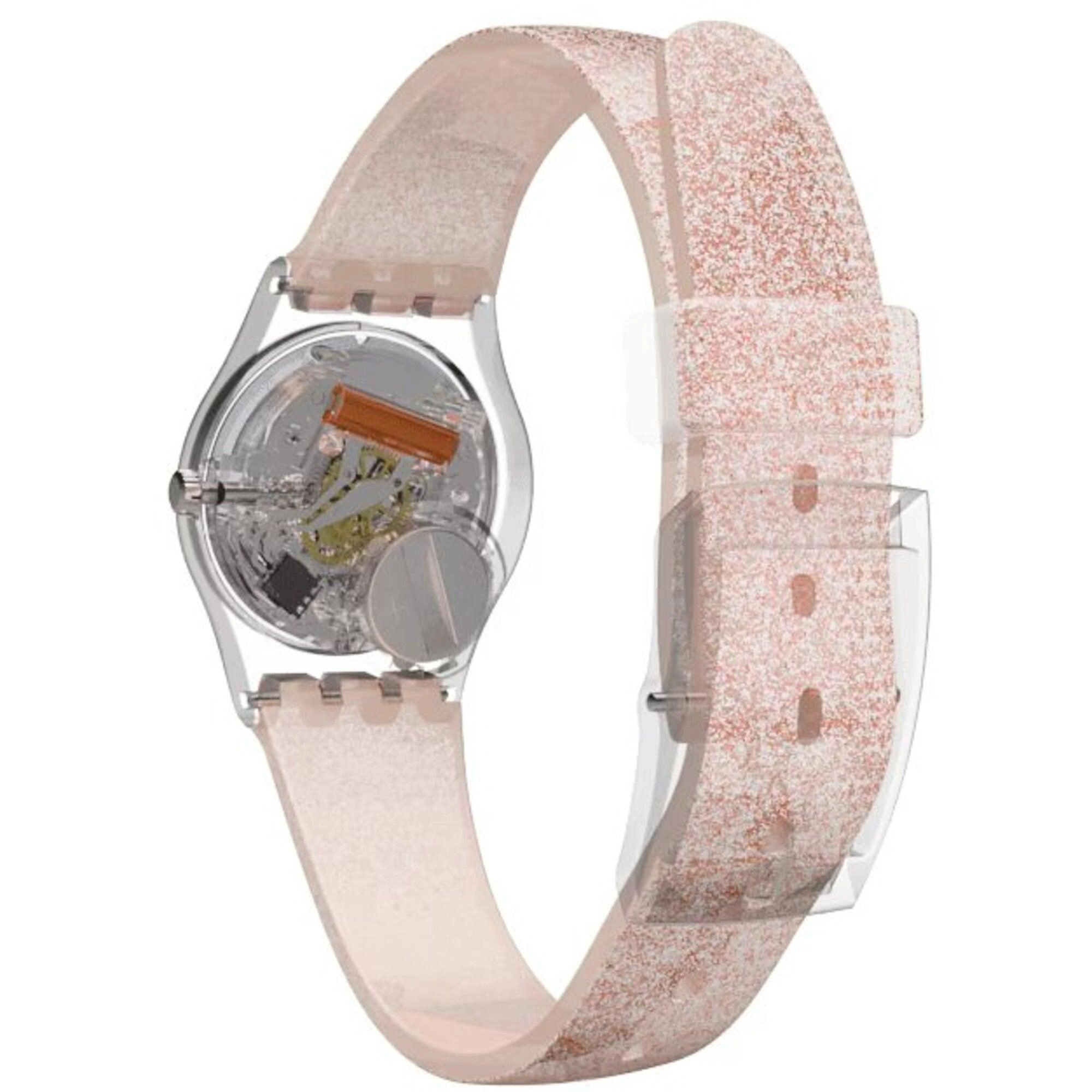 Swatch Women's Watch - Pinkindescent Too Quartz Rose Gold Tone Dial Strap | LK354D