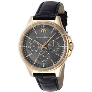 Technomarine Women's Watch - Moonsun Charcoal Dial Black Leather Strap | TM-822059