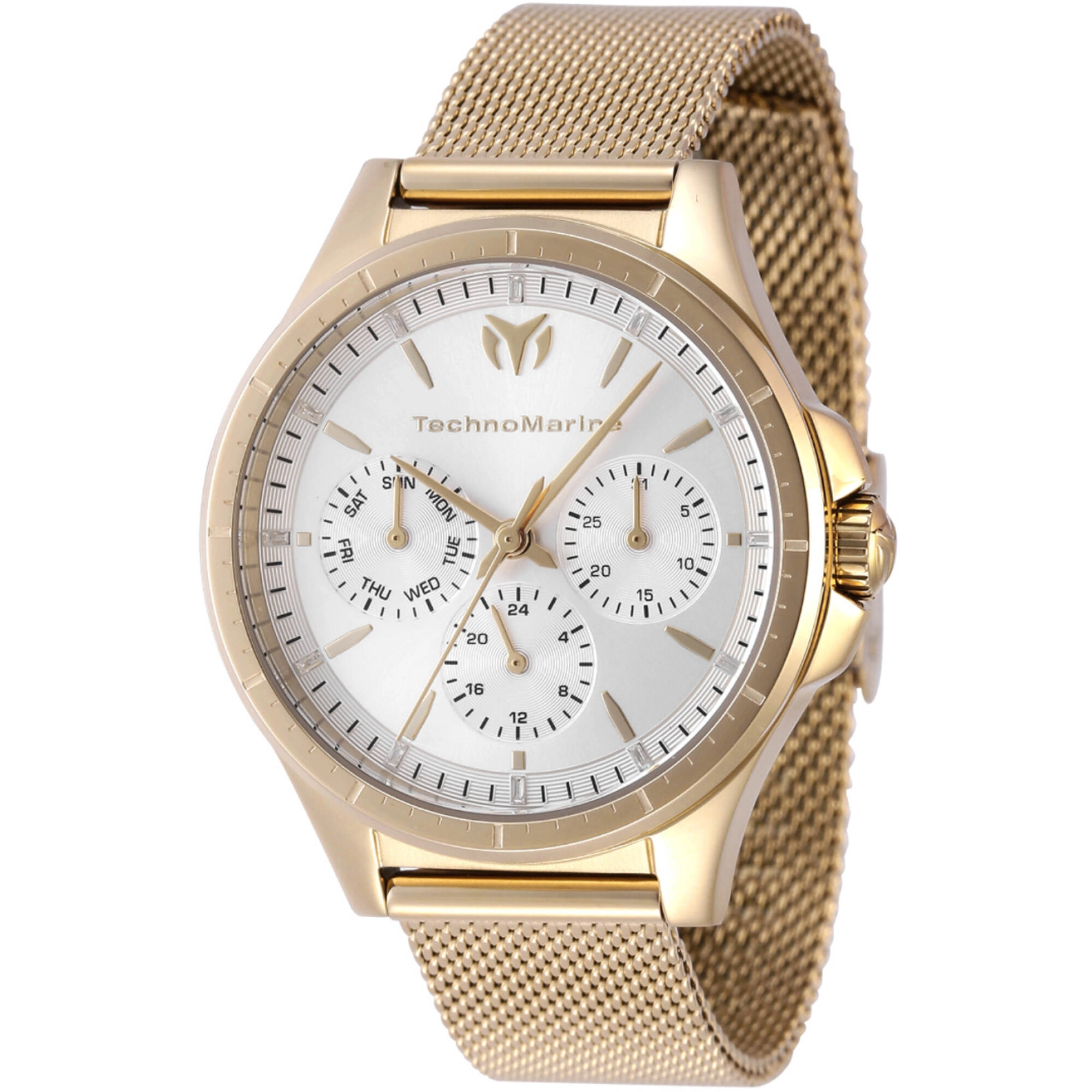 Technomarine Women's Watch - MoonSun Day-Date Yellow Gold Mesh Bracelet | TM-822051
