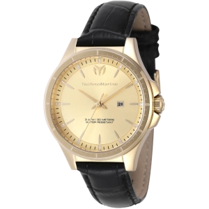 Technomarine Women's Watch - MoonSun Quartz Gold Tone Dial Black Strap | TM-822045