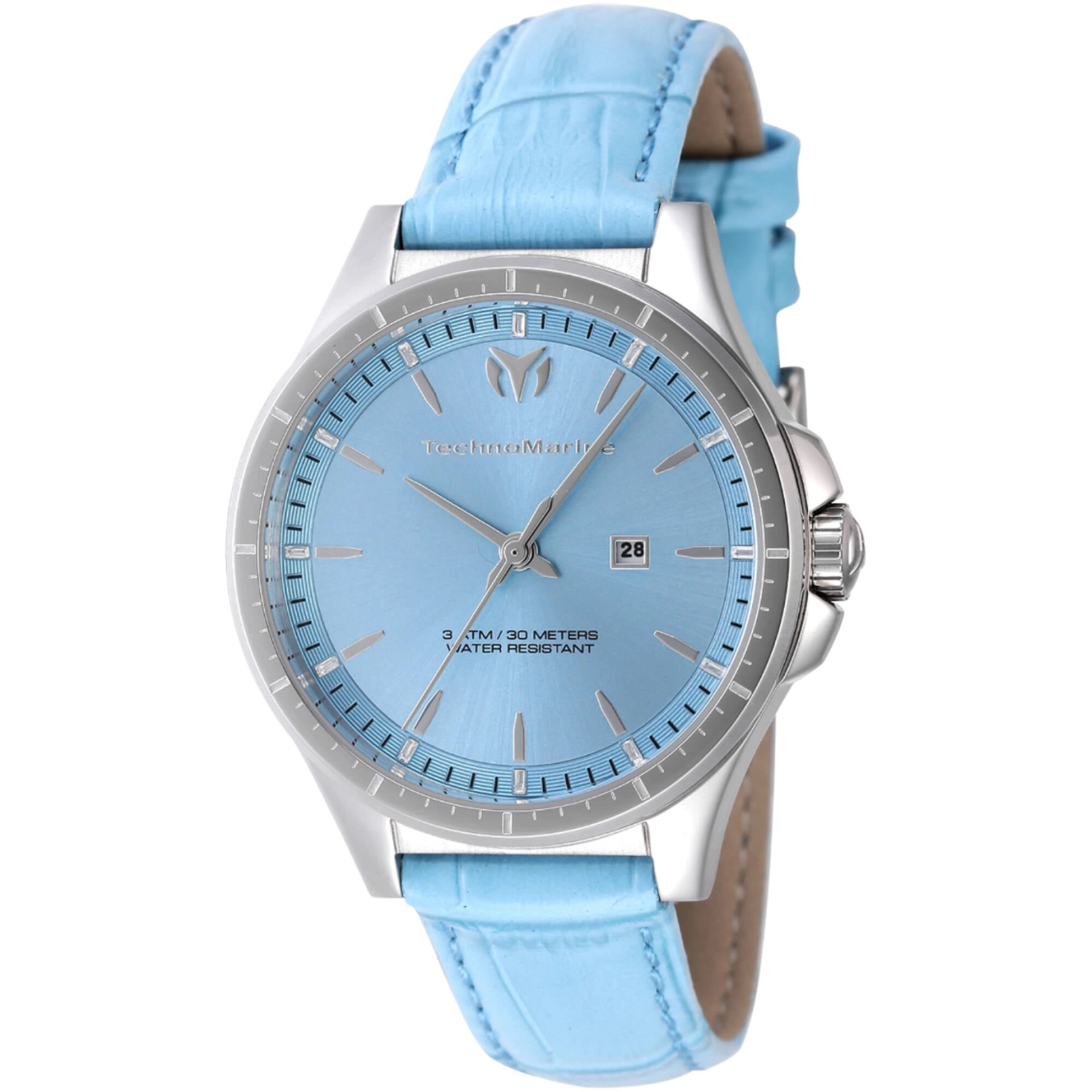 Technomarine Women's Watch - MoonSun Quartz Light Blue Dial Leather Strap | TM-822042