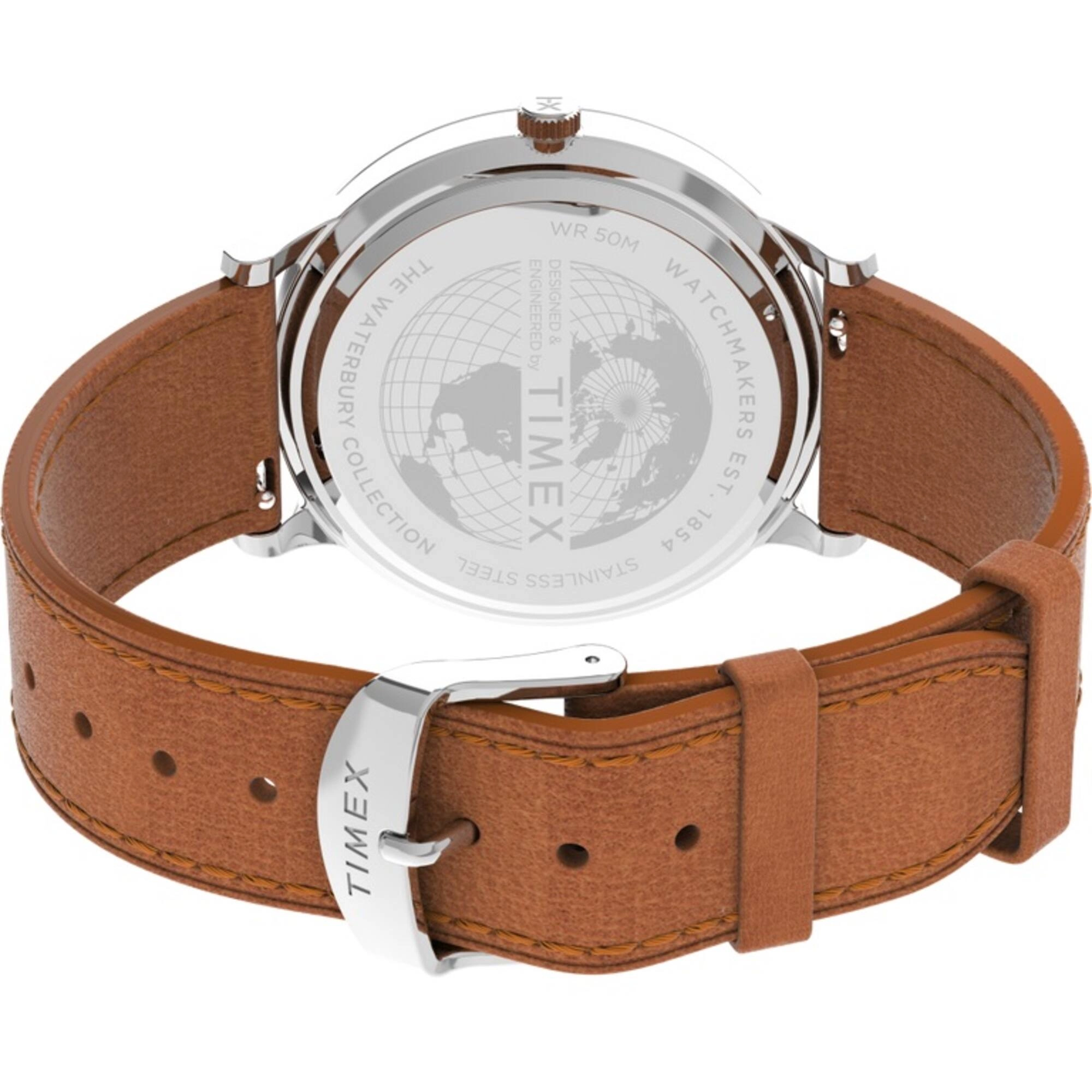 Timex Men's Quartz Watch - Waterbury Classic Grey Dial Tan Leather Strap | TW2V73600