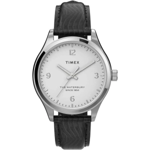 Timex Women's Watch - Waterbury White Dial Black Leather Strap Quartz | TW2U97700VQ