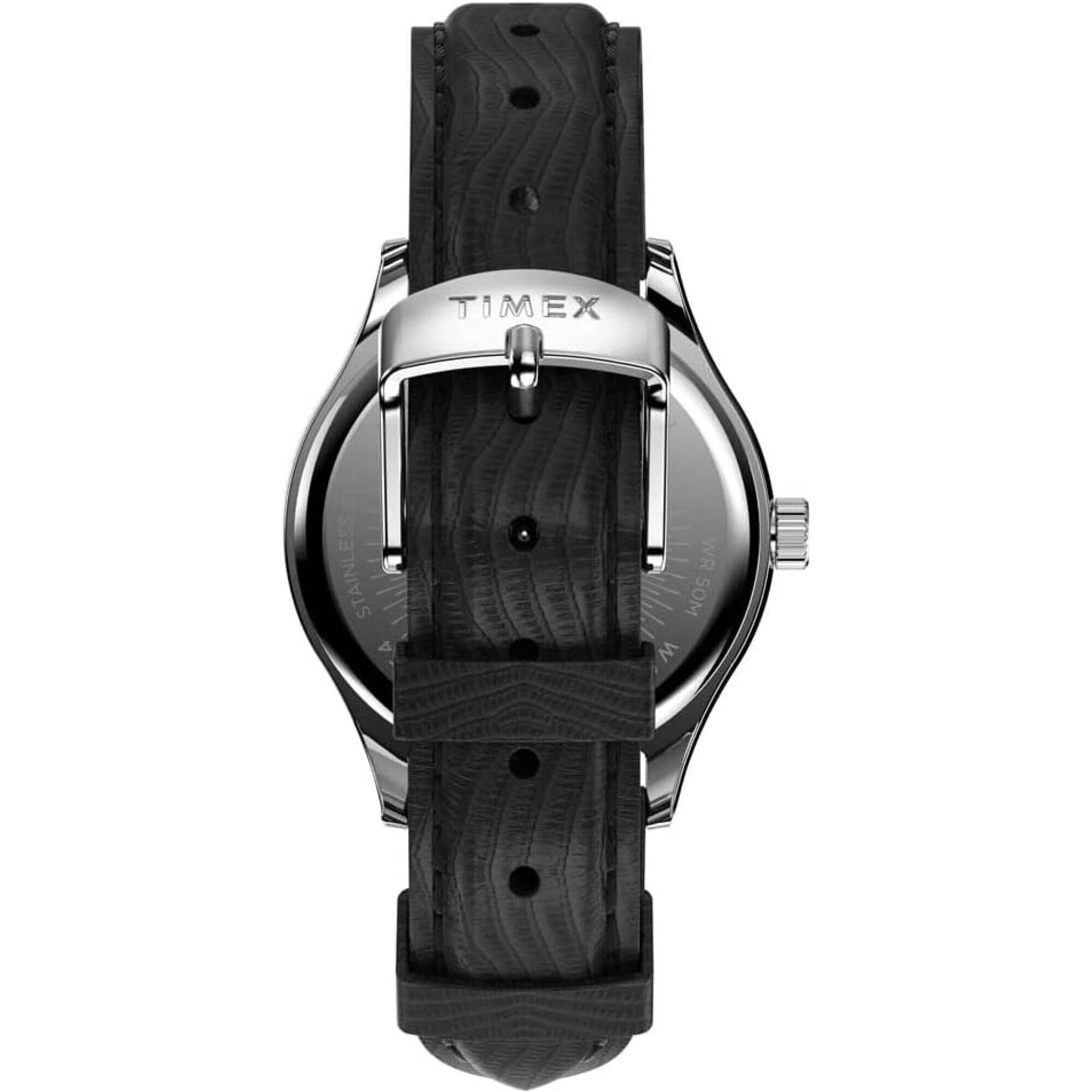 Timex Women's Watch - Waterbury White Dial Black Leather Strap Quartz | TW2U97700VQ