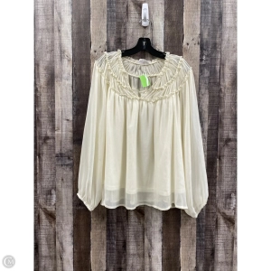 Top Long Sleeve By Cme In Cream, Size: L
