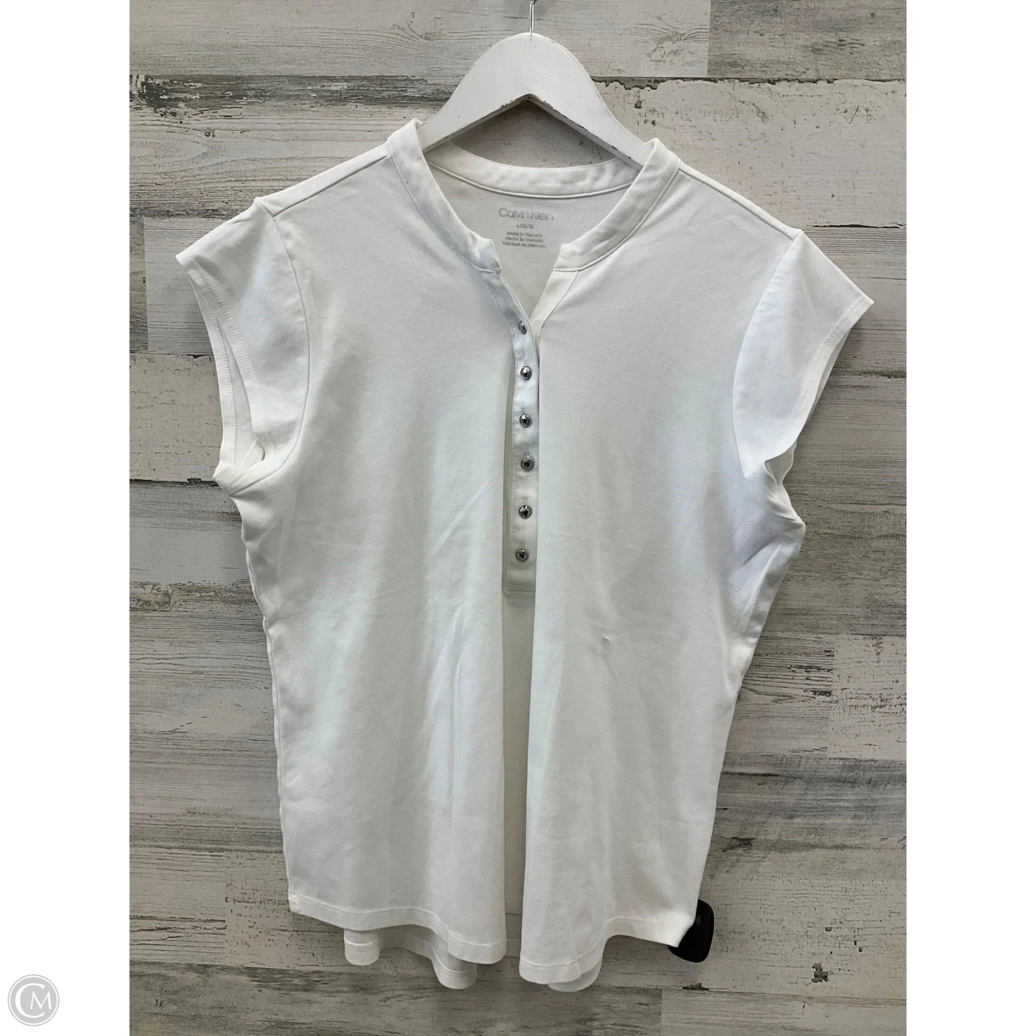 Top Sleeveless By Calvin Klein In White, Size: L