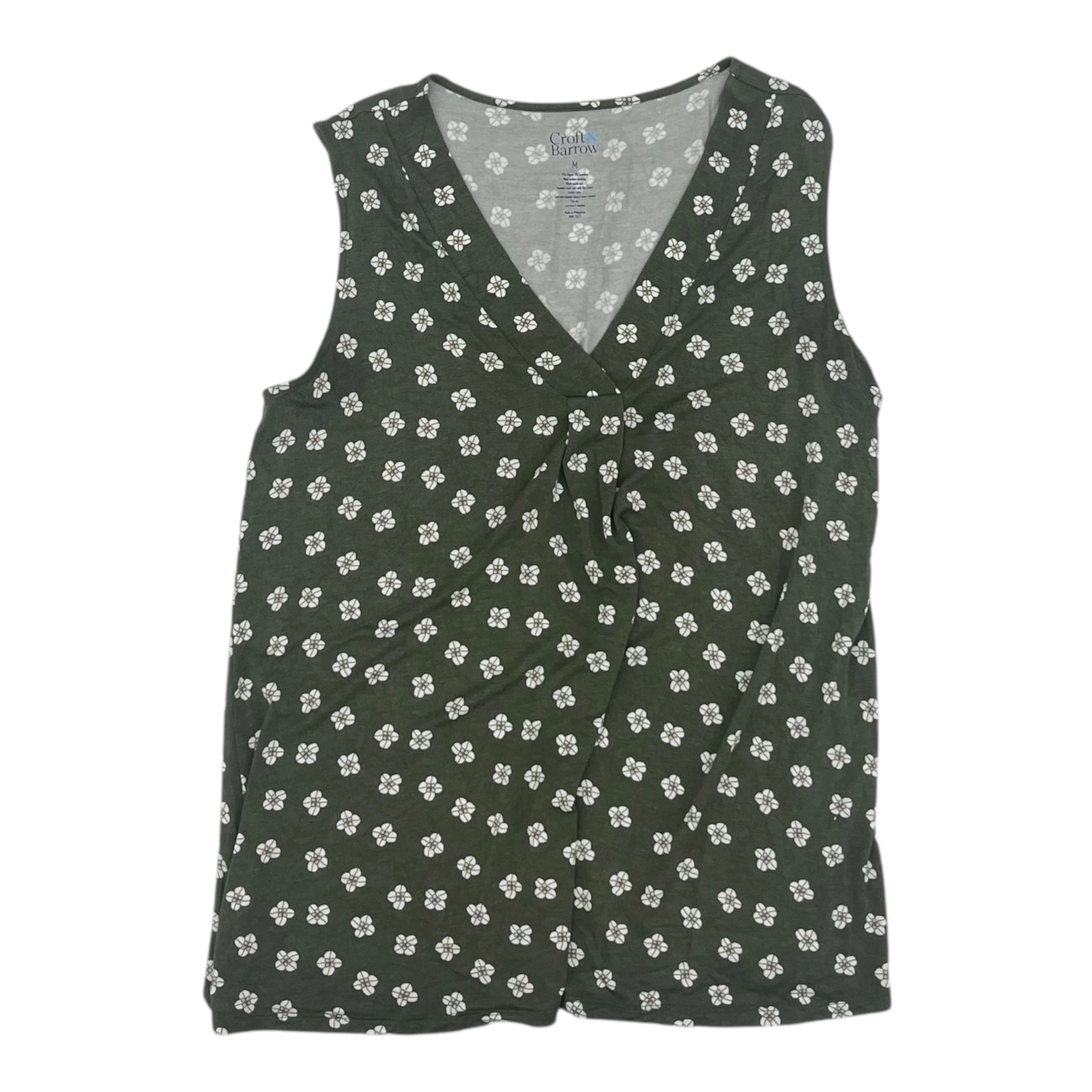 Top Sleeveless By Croft And Barrow In Green, Size:M