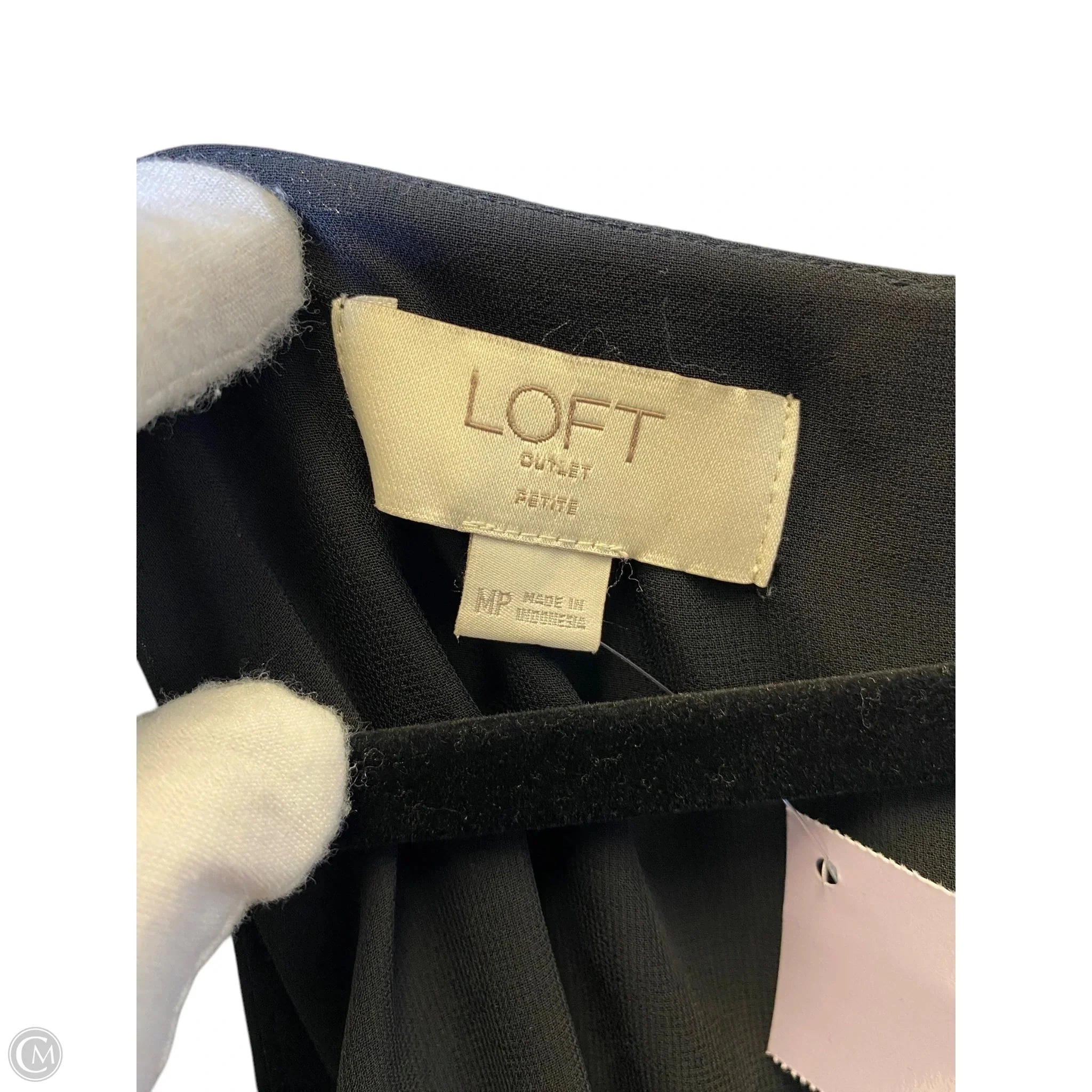 Top Sleeveless By Loft In Black & Gold, Size: M