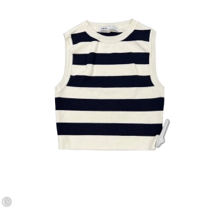 Top Sleeveless By Zara In Blue & White, Size: L