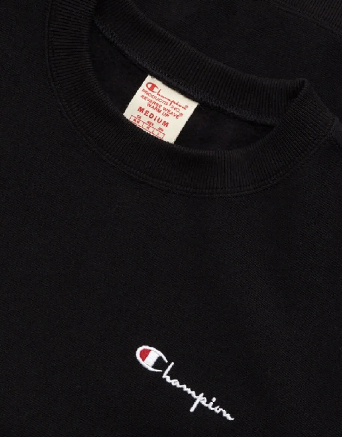 VERTICAL SCRIPT LOGO BACK REVERSE WEAVE SWEATSHIRT BLACK