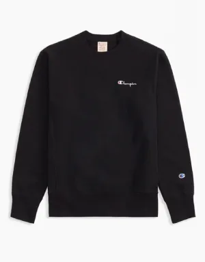 VERTICAL SCRIPT LOGO BACK REVERSE WEAVE SWEATSHIRT BLACK