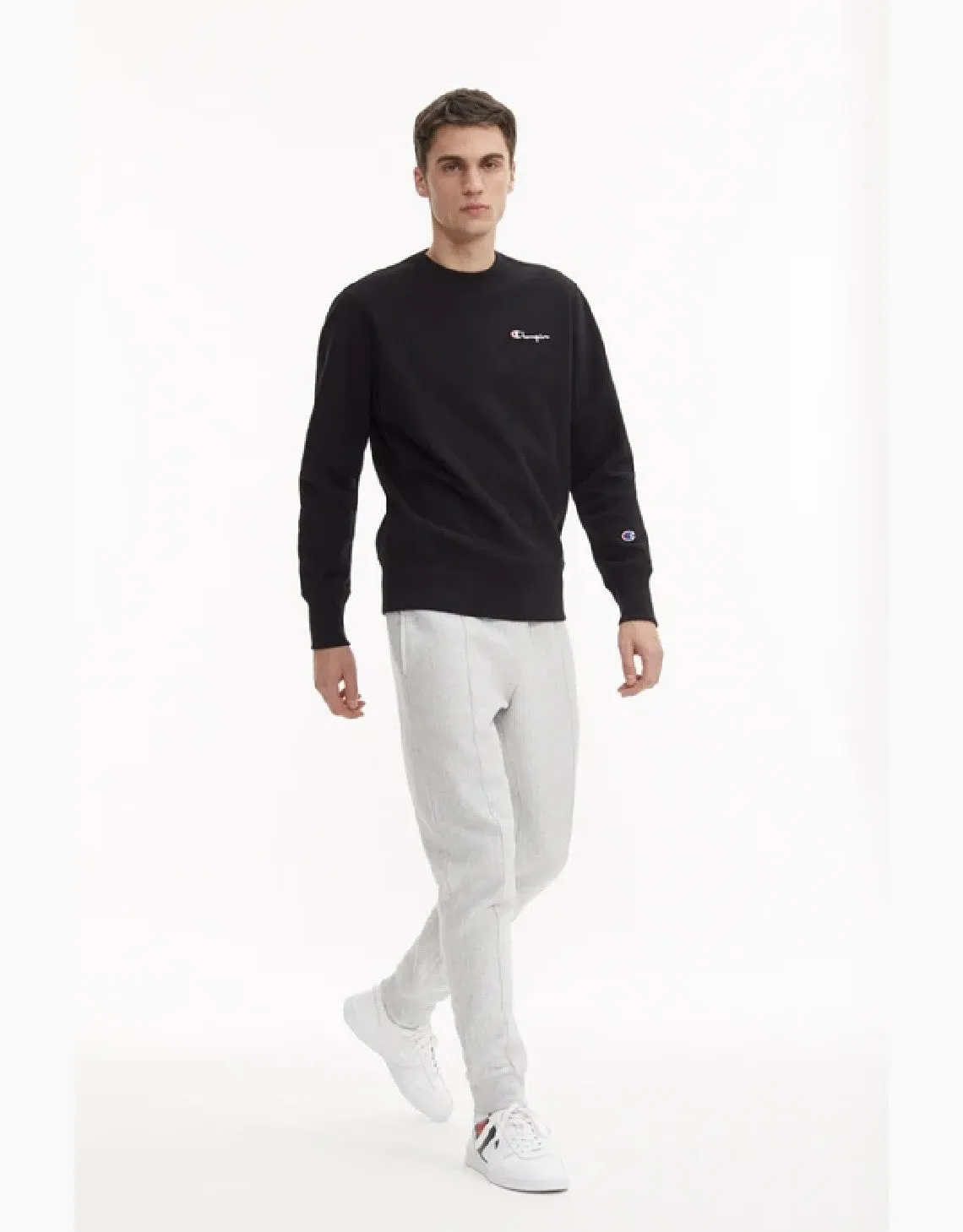 VERTICAL SCRIPT LOGO BACK REVERSE WEAVE SWEATSHIRT BLACK
