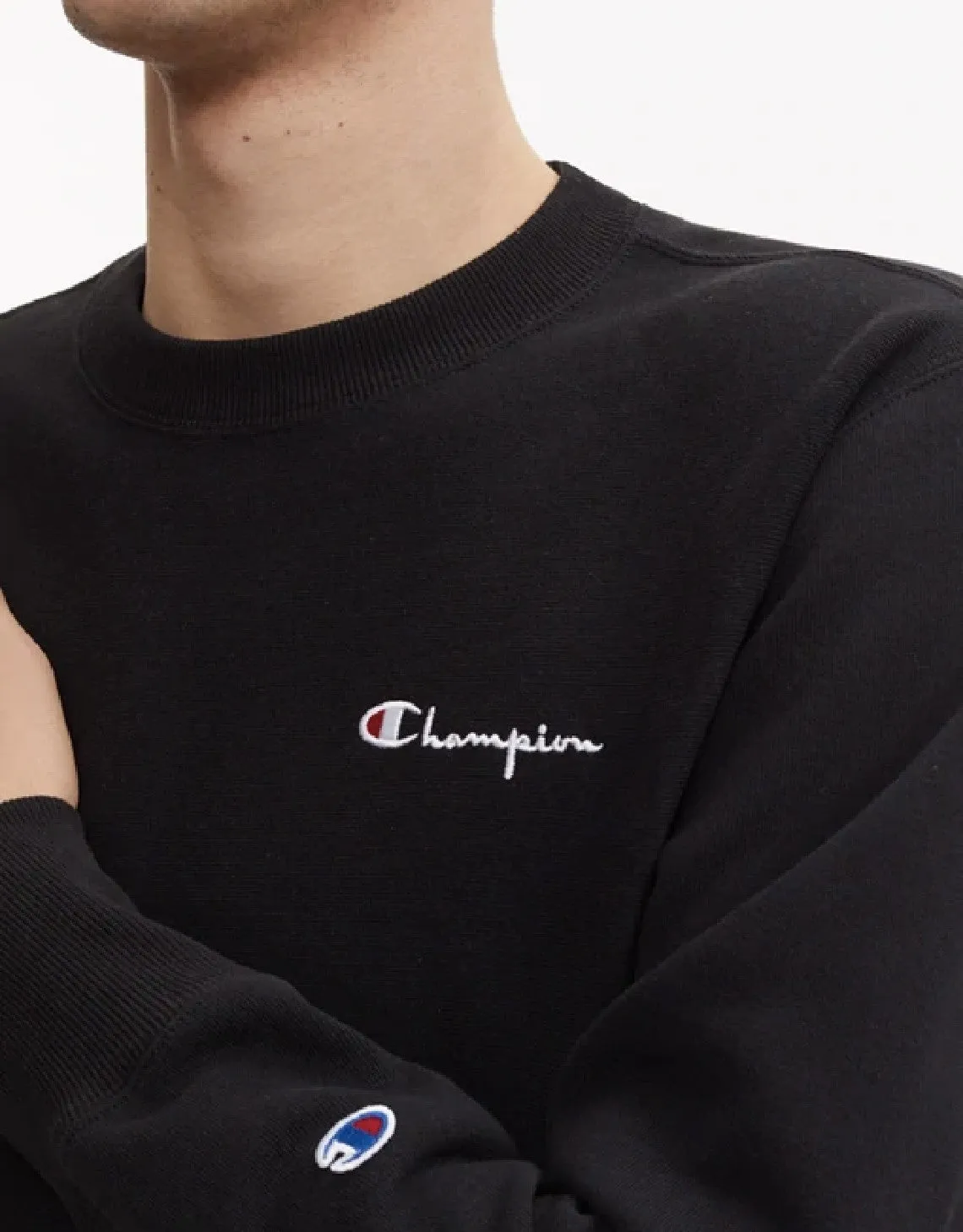 VERTICAL SCRIPT LOGO BACK REVERSE WEAVE SWEATSHIRT BLACK