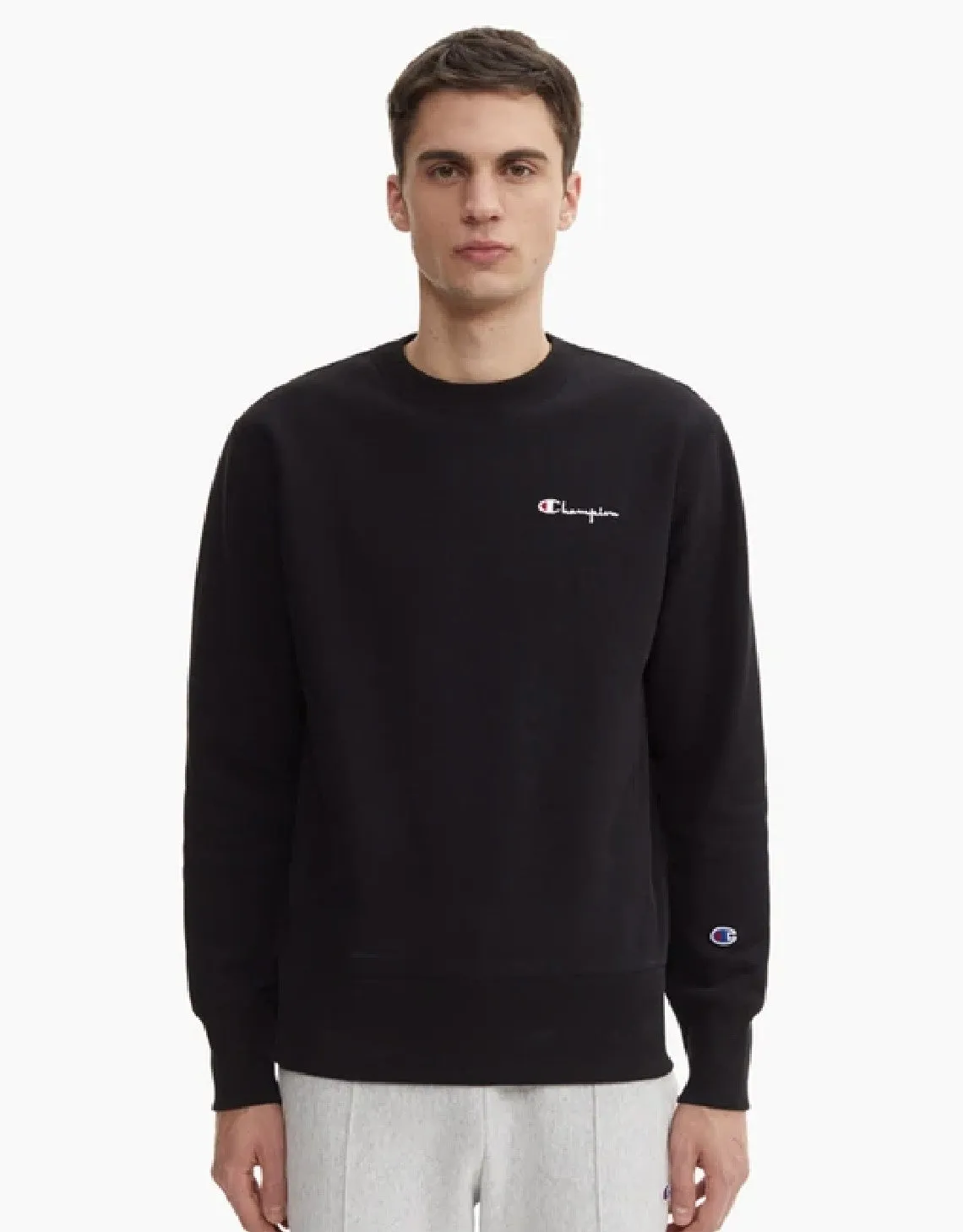 VERTICAL SCRIPT LOGO BACK REVERSE WEAVE SWEATSHIRT BLACK